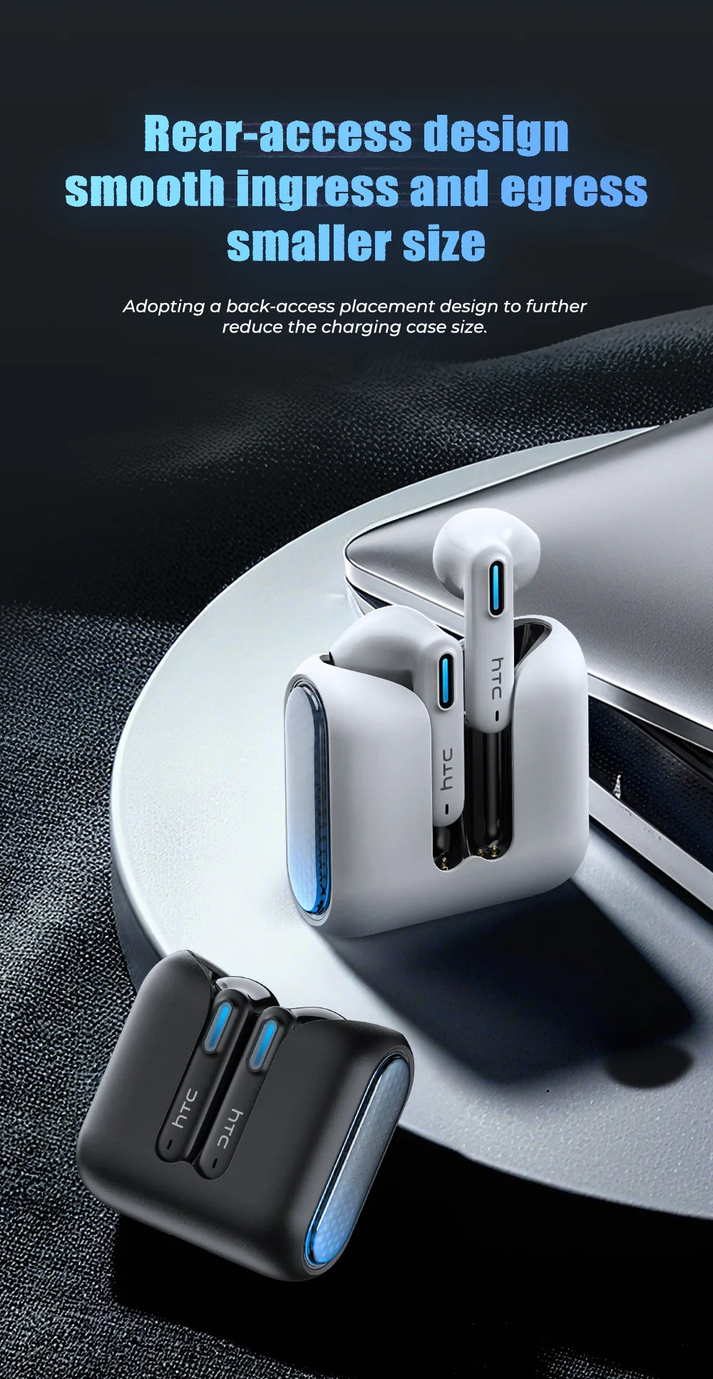HTC NE49 Earphones Bluetooth V6.0 Noise Reduction TWS Sports Wireless Headphones with Mic Long life