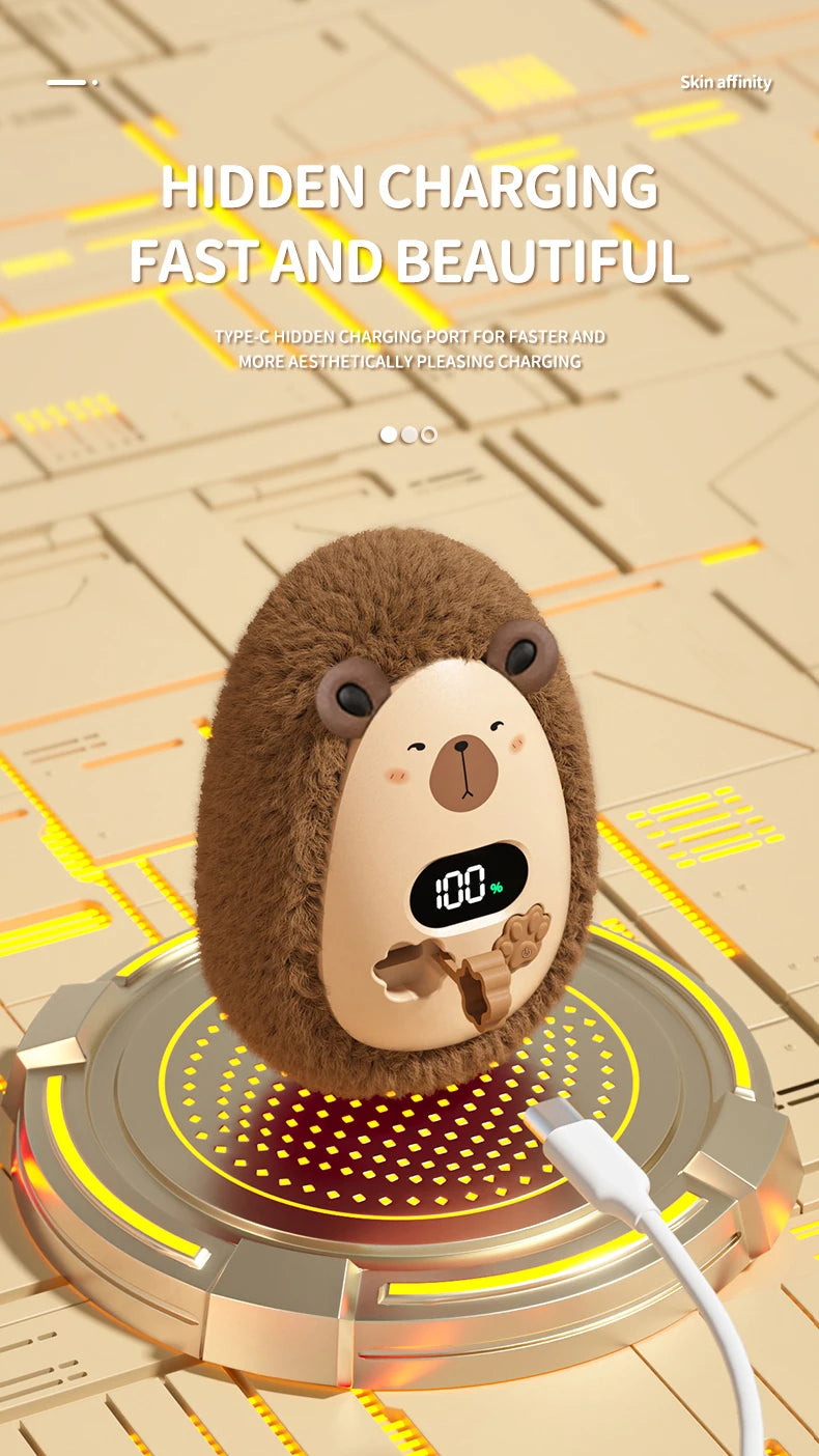 Plush Hand Warmer Winter Mini Portable Three-speed Adjustment Battery Life Long-lasting Smart Temperature Control Hand Warmer
