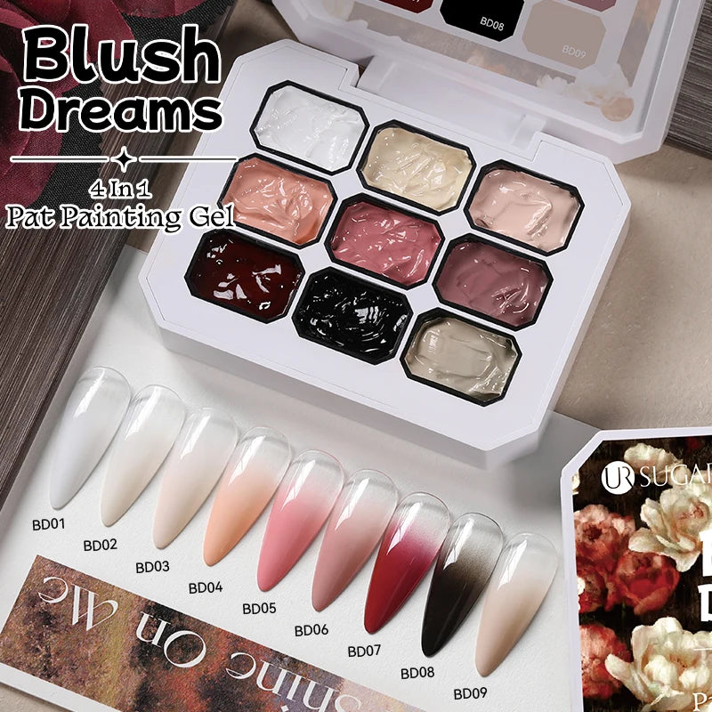 UR SUGAR 9 Colors Pat Painting Gel Nail 4 In 1 Semi Permanent Soak Off UV LED Nails Used For Gradient Stamping Pattern