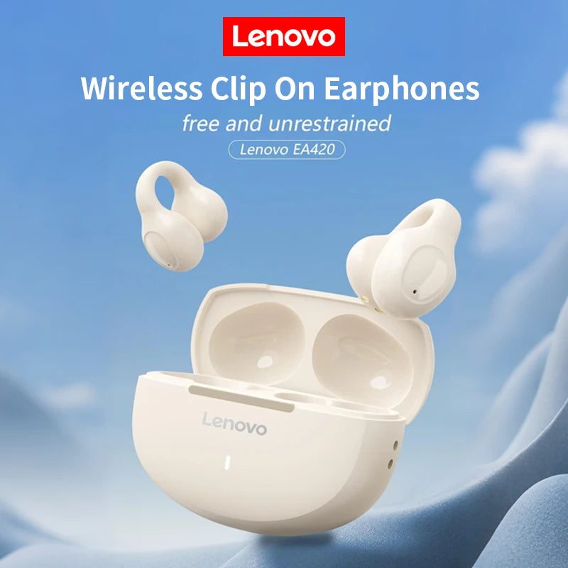 Lenovo EA420 Ear Clip Wireless Earphones TWS 250mAh Lasting Battery Life Bone Conduction Low Latency Headphone NEW for Outdoor
