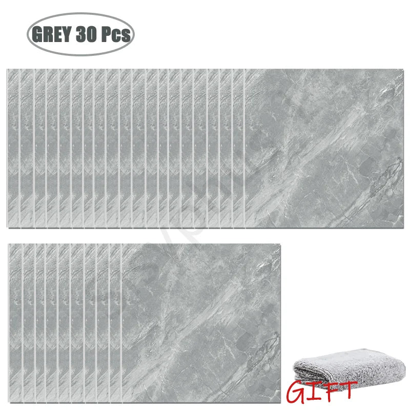 10-50Pcs PVC Marble Wall Stickers Self-Adhesive Thickened Tile Sticker Bathroom Waterproof Floor Sticker Kitchen Home Decoration