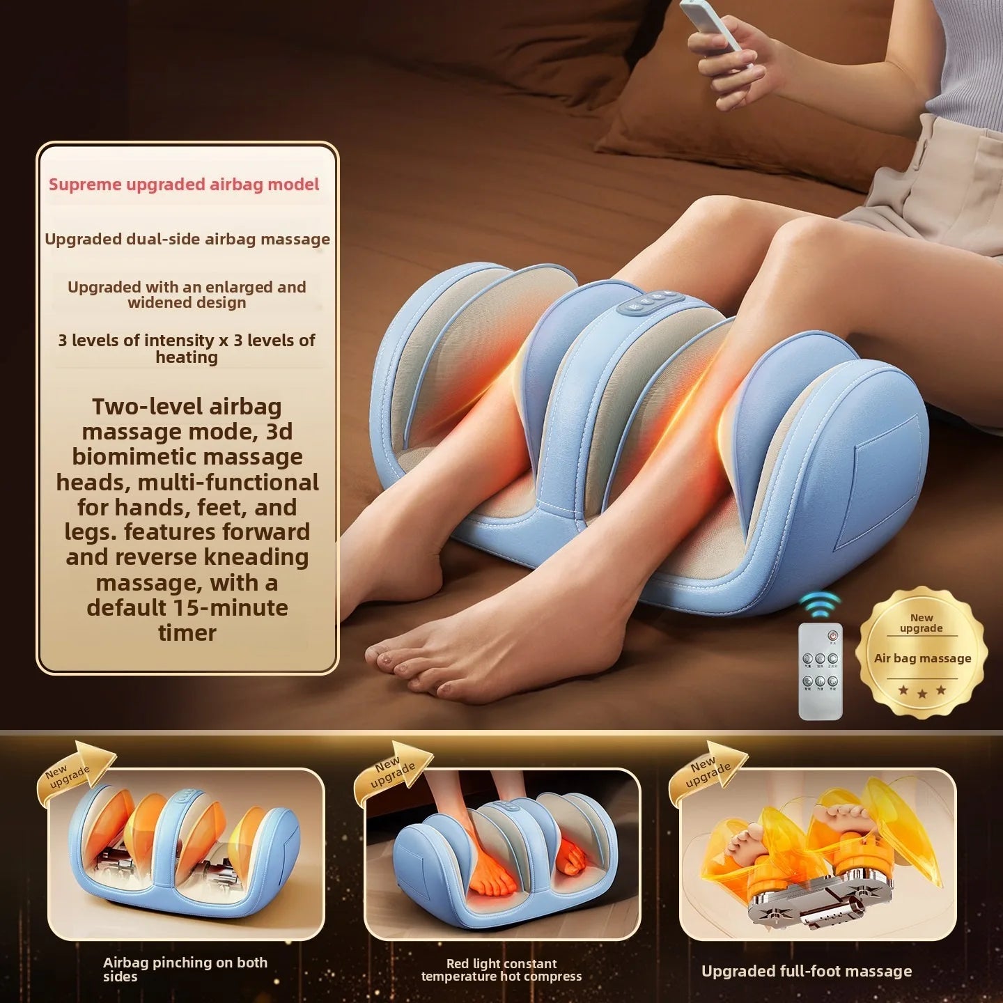 Air Pressure Leg Massager Foot Massage Multi-functional Widened Kneading Squeeze Deep Relaxation Calf With Remote Control