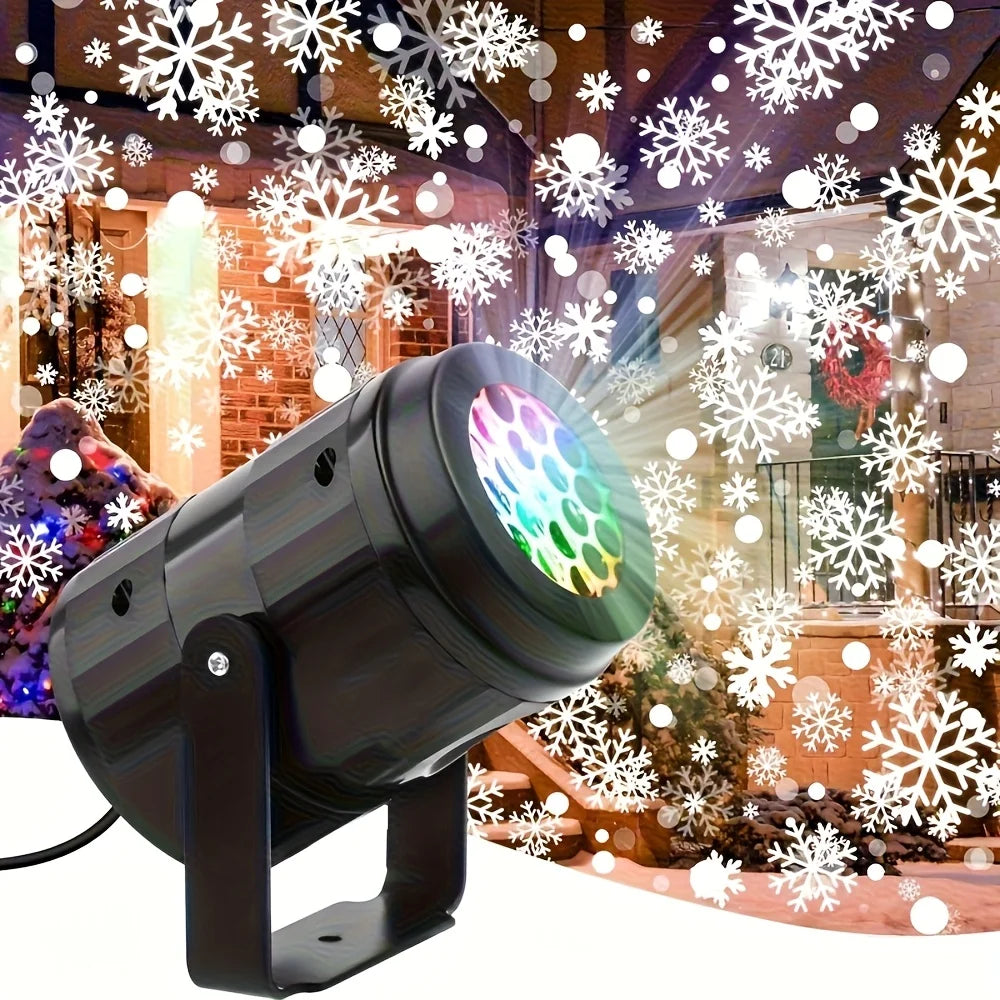 Christmas Snowflake LED Projector USB Powered with Rotating Base Durable Plastic for Indoor/Outdoor Holiday Decor