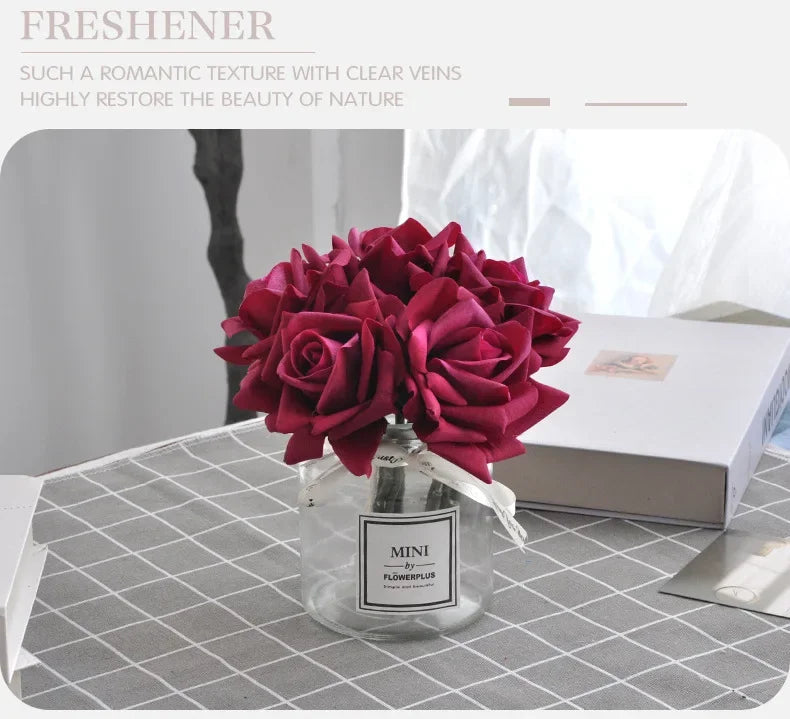 5 Head Curled Rose Bouquet with Artificial Moisture Sensation High-end Silk Flower Home Decoration Wedding Decoration
