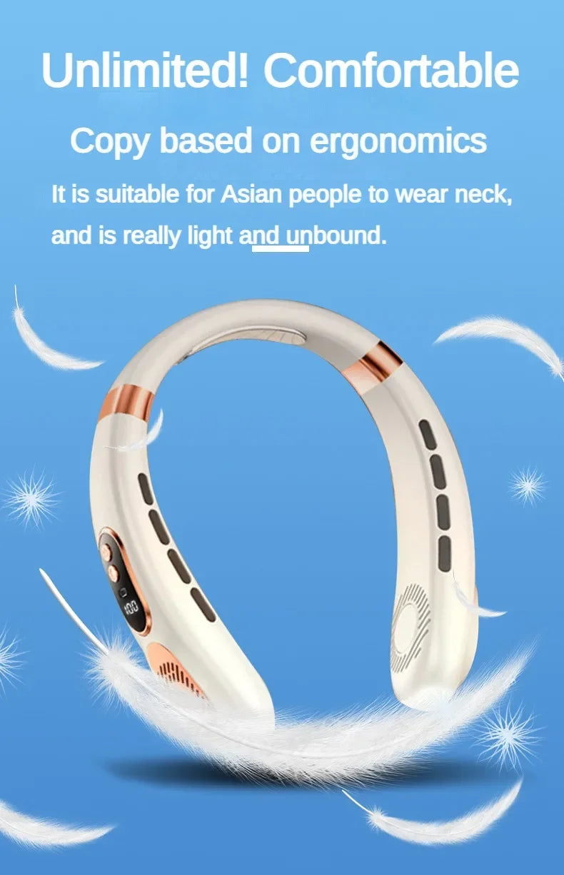 Personal Fan with LED Indicator, USB-C Charging, Long-Lasting 4000mAh Battery, Hands Free Bladeless Fan with 5 Adjustable Speeds