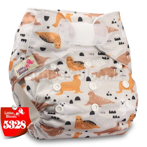 [Littles&Bloomz] Baby Washable Reusable Real Cloth STANDARD Hook-Loop Pocket Nappy Diaper Cover Wrap, suits Birth to Potty