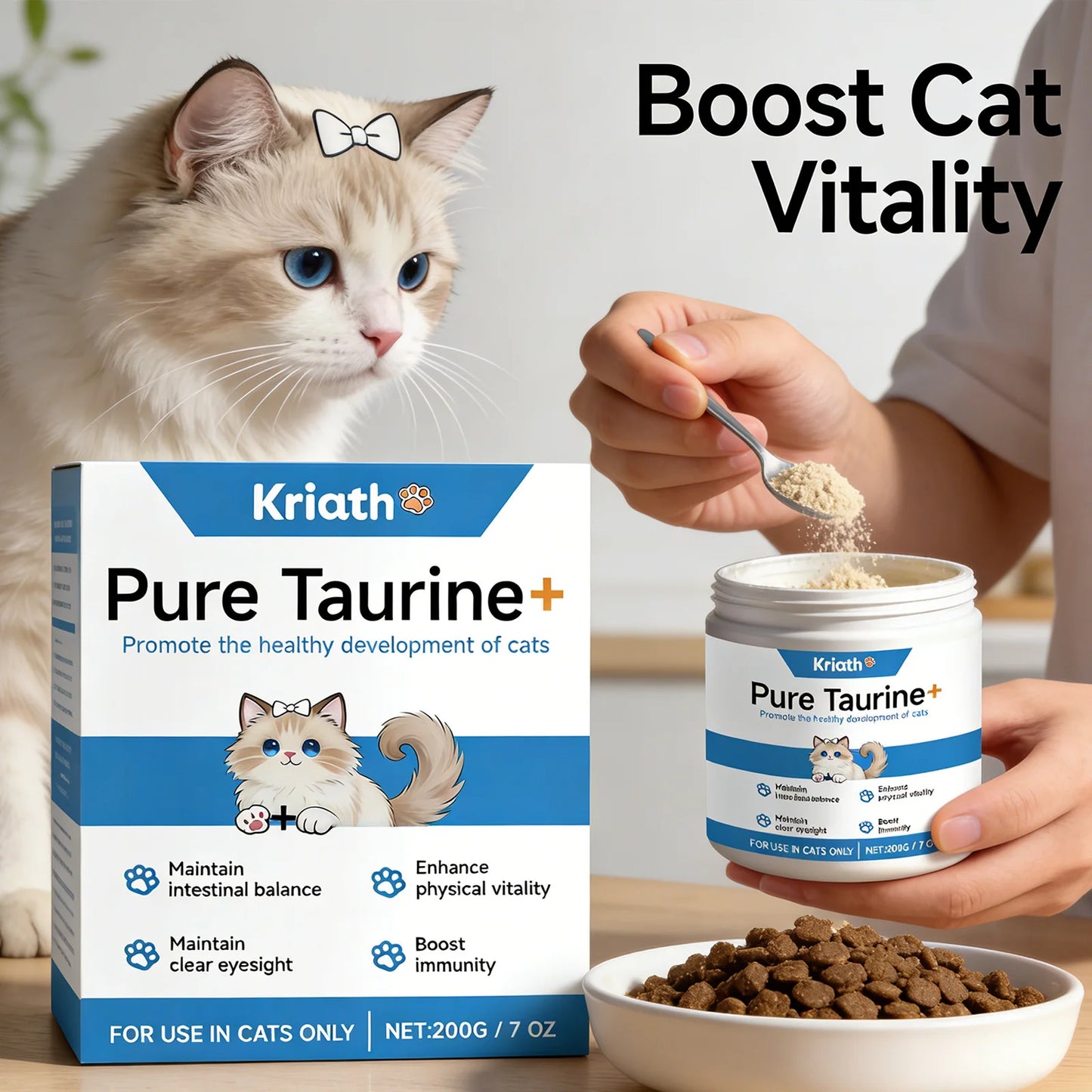 Cats Taurine Powder Supporting Heart Health Maintaining Normal Visual Functions Rich in Nutrients Kitten Daily Care Supplements