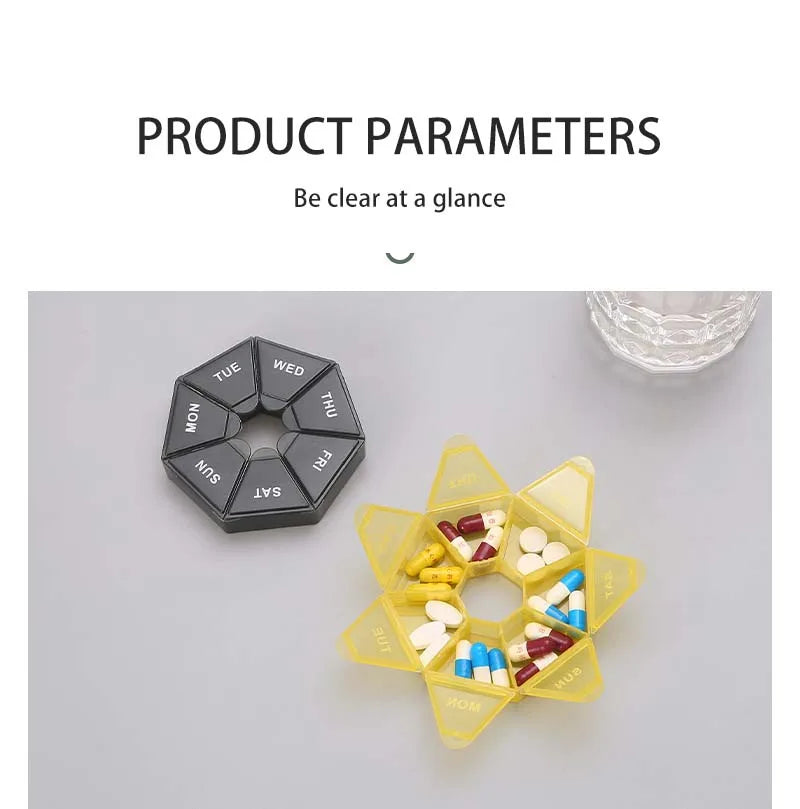 1Pcs Pill Case Plastic 7 Days Tablet Candy Box Portable Storage Tablet Holder Travel Organizer Pill Dispenser Container