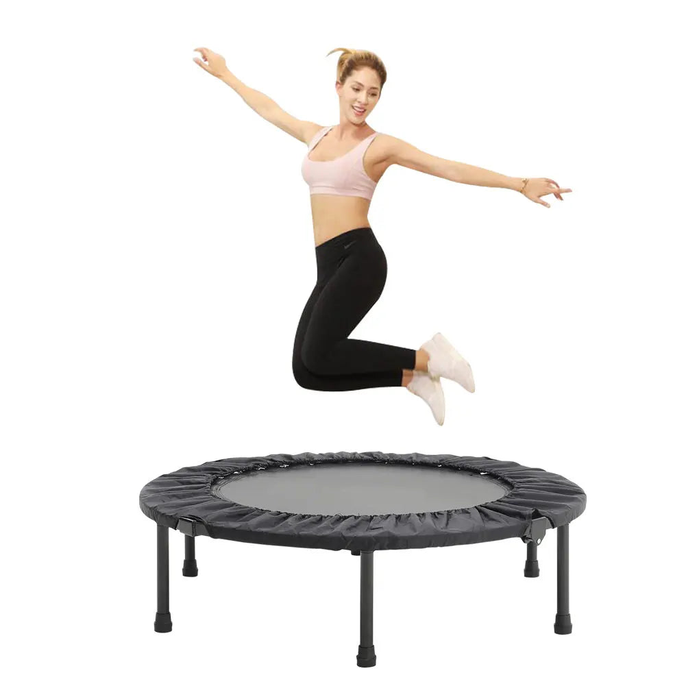 【Breeins】Folding Trampolines Fitness Indoor Exercise Workout Rebounder Sport Trampoline Handle Trampoline for Adults Jumping