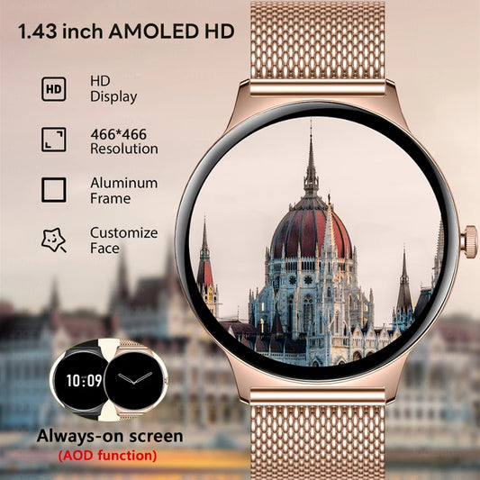 ChiBear Ultra Thin Fashion Smart Watch Women Screen Always Display Time Sports Bracelet Bluetooth Call AMOLED Smartwatch Woman