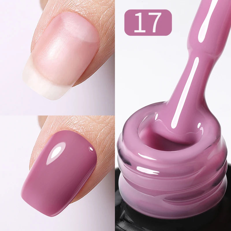 BORN PRETTY 15ml Jelly Nude Rubber Base Gel Natural Milky White Clear Semi permanent Self-Leveling Soak Off UV LED Gel Varnish
