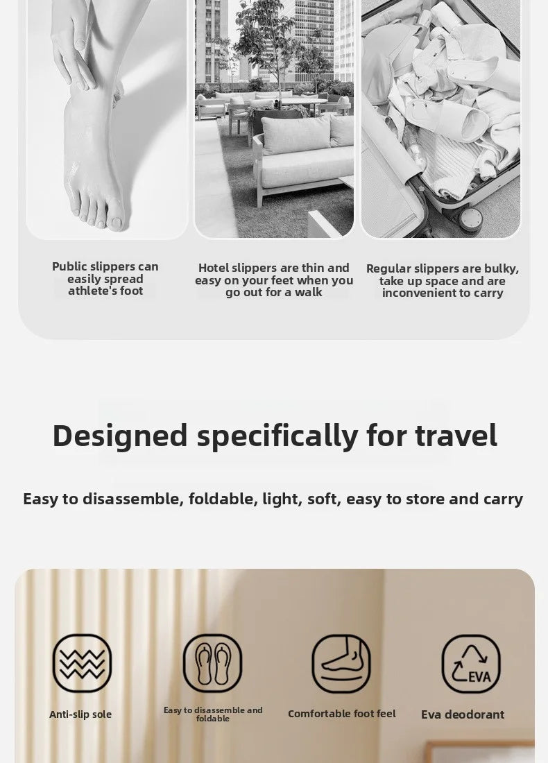 Foldable Travel Slippers Unisex EVA Flip Flops Hotel Non Slip Bathroom Indoor Outdoor Portable Lightweight Comfortable