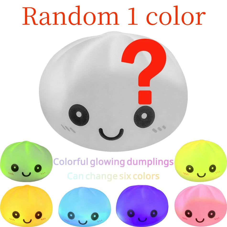 Healing silicone dumpling night light, pressable 6-color gradient LED light, office desktop stress relief gadget