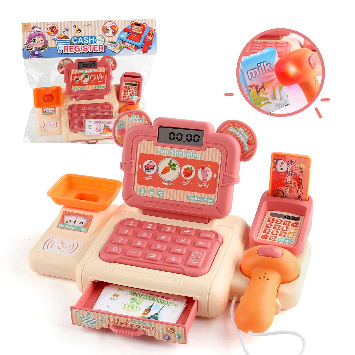 Simulation Shopping Cash House Toys Electronic Game Lighting And Sound Effects Supermarket Cashier Toys For children Gifi