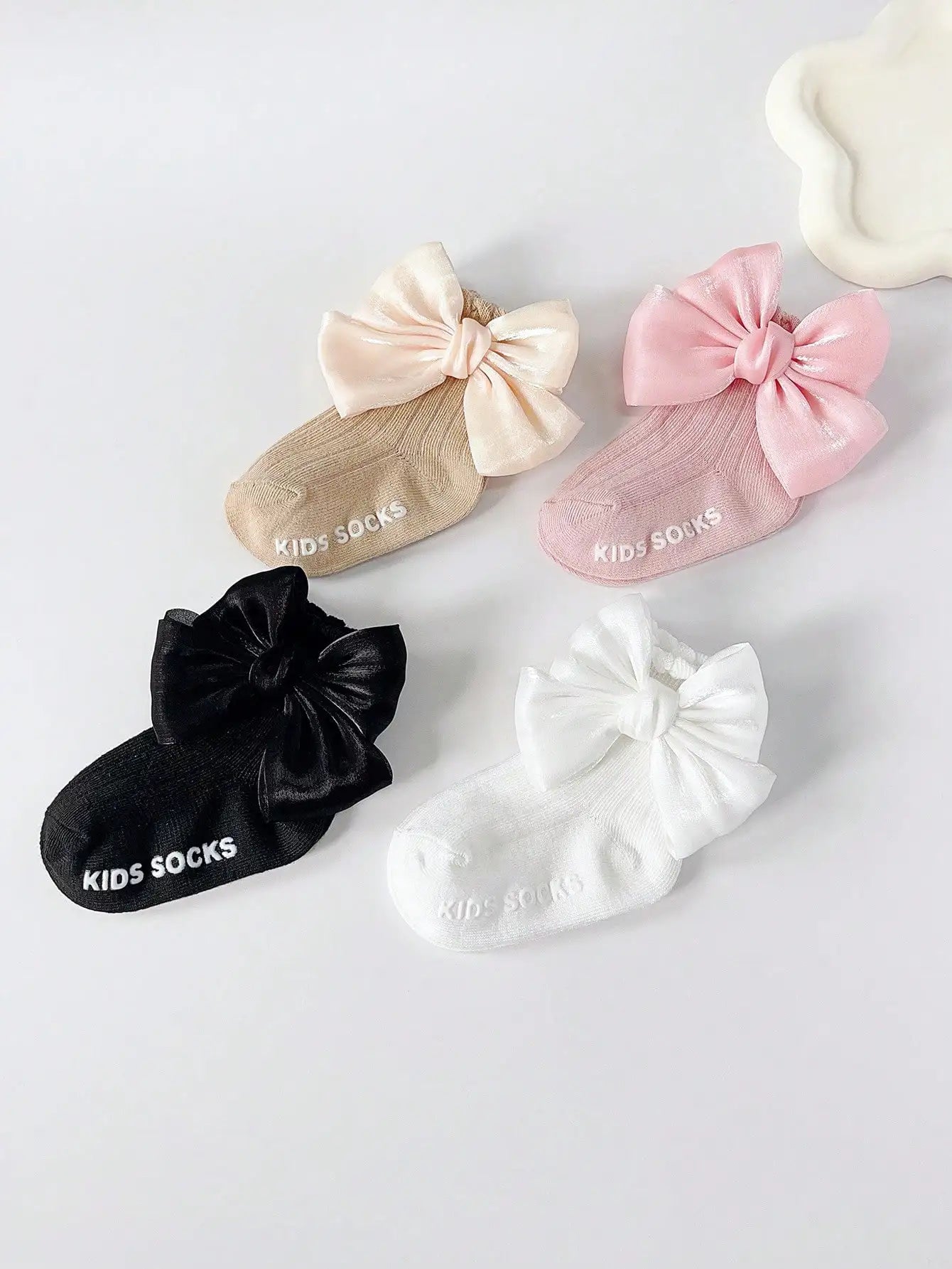 4 Pairs Baby Bow Soft Learning Step Anti Slip Floor Socks,Baby Ankle Socks Suitable for 0-24 Months, Baby Fashion Socks Set Girls