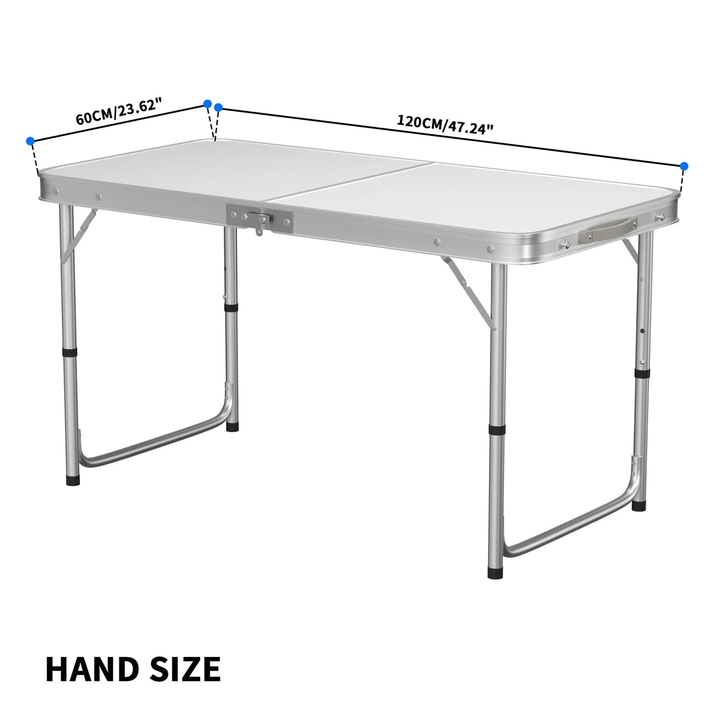 120cm Aluminium Folding Table - Portable Lightweight Camping With Extra Strength Trestle Design, Power Coated Adjustable Height
