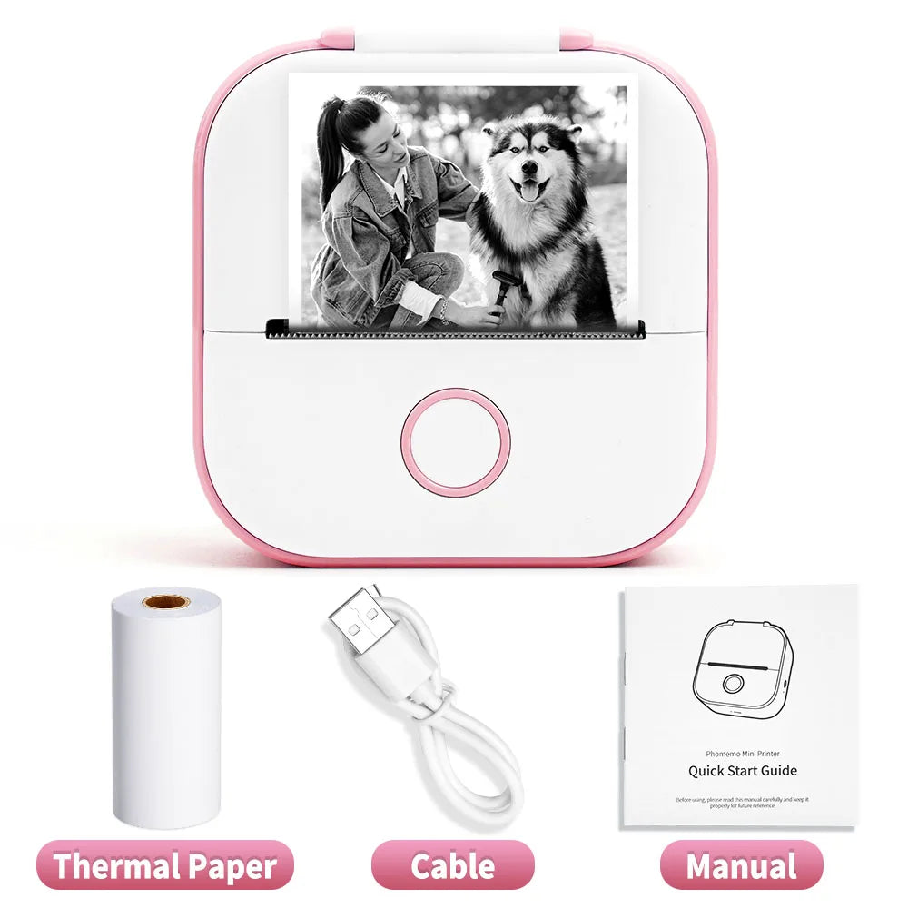 Mini Sticker Printer Phomemo T02 Thermal Portable Inkless Pocket Phone Printer Compatible with Android iOS Instantly Print Fun
