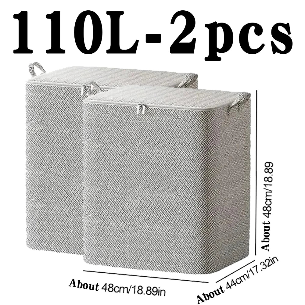 Non-woven Quilt Storage Bag with Lids Zipper Foldable Clothes Quilt Bins Container Large Capacity Dust-proof Bag Organize