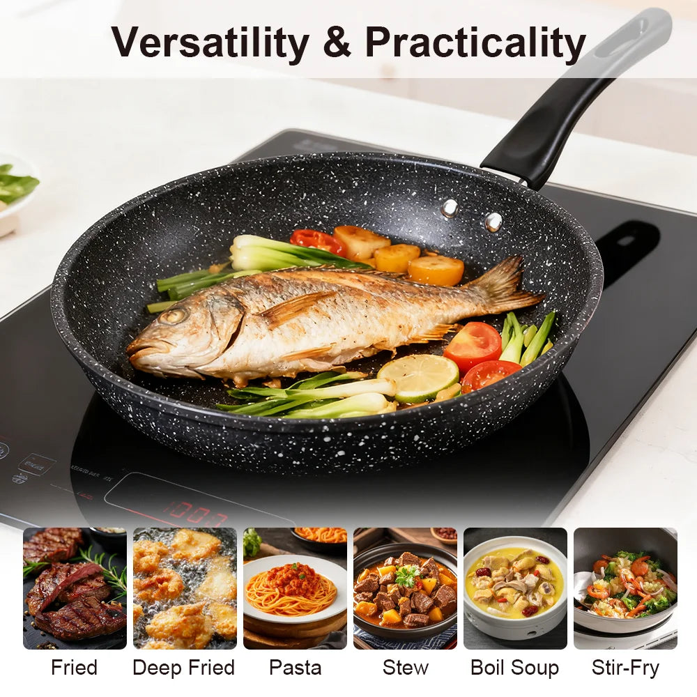 Non-stick frying pan Omelet pan Cooker Pans Pancake Egg Pan Induction Gas Stove Home Frying Pan With 15cm wooden spatula