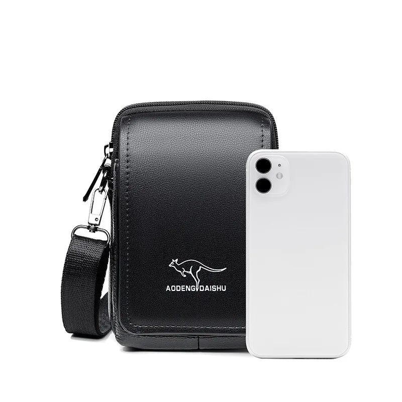 Leather Fashion Phone Pouch Belt Bag Shoulder Crossbody Waist Pack Vintage Outdoor Multi-function Mens Leisure Hanging Waist Bag