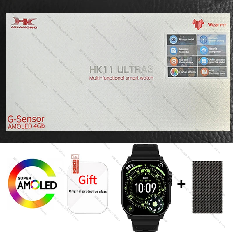 2026 New HK 11 ULTRA 3 Max Smartwatch 49mm AMOLED 4G ROM AI Robot Bluetooth Network Call Clock NFC Compass Smart Watch Men Women