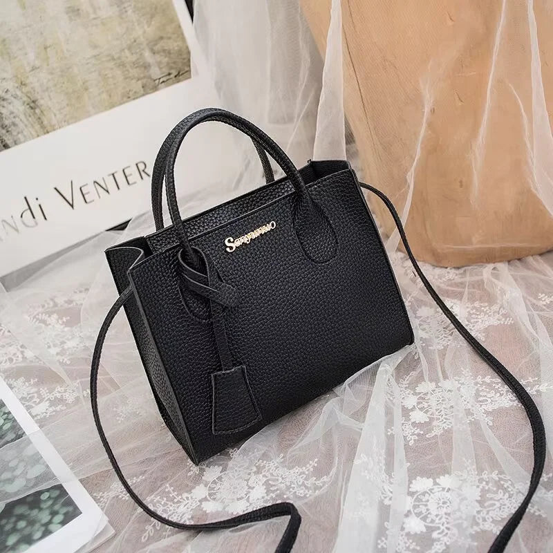 Single-shoulder Crossbody Handheld Triple-use Satchel Portable Leisure Bag Solid Color Lychee Grain Ladies Handbags ﻿