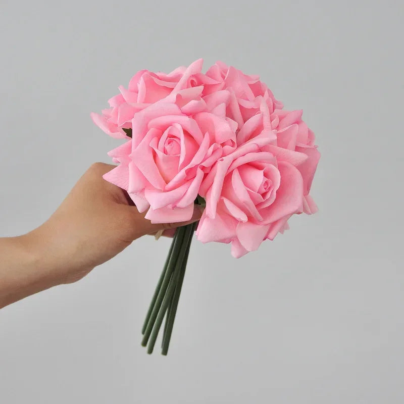 5 Head Curled Rose Bouquet with Artificial Moisture Sensation High-end Silk Flower Home Decoration Wedding Decoration