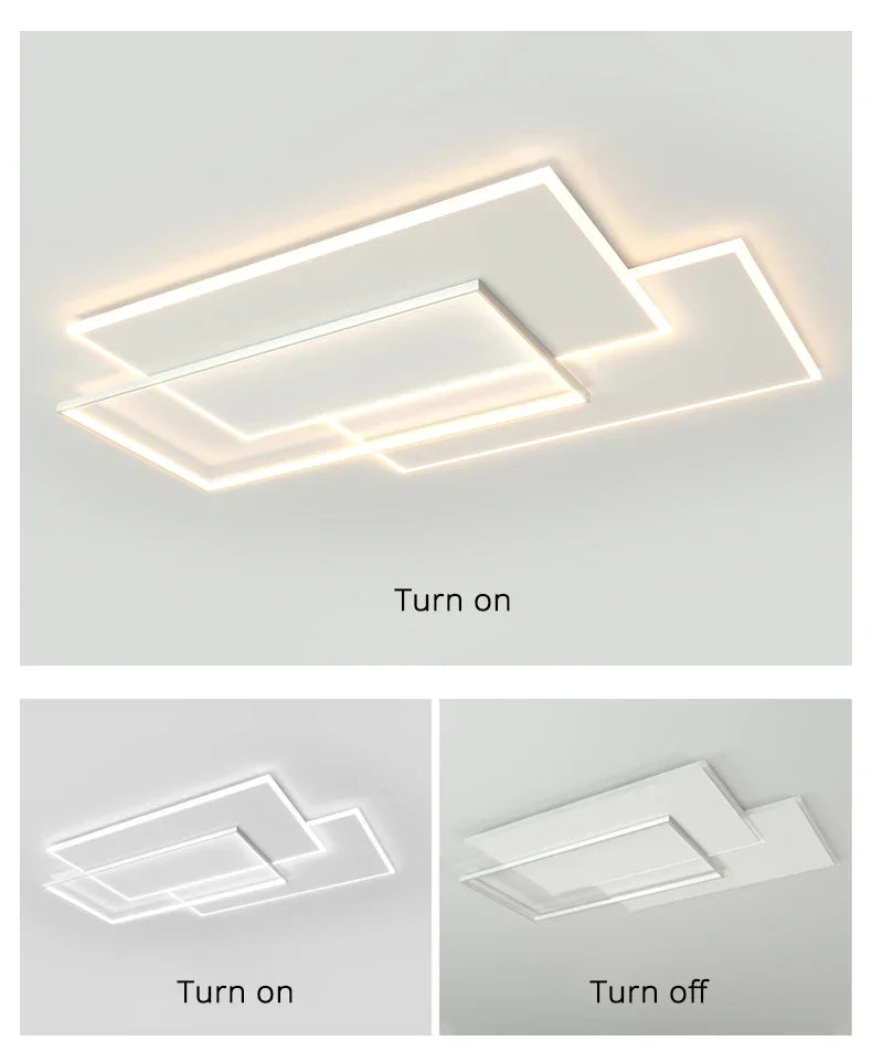 Modern Nordic Led Ceiling Light Square Minimalist Lamps for Kitchen Living Dining  Room Art Home Decoration Chandelier