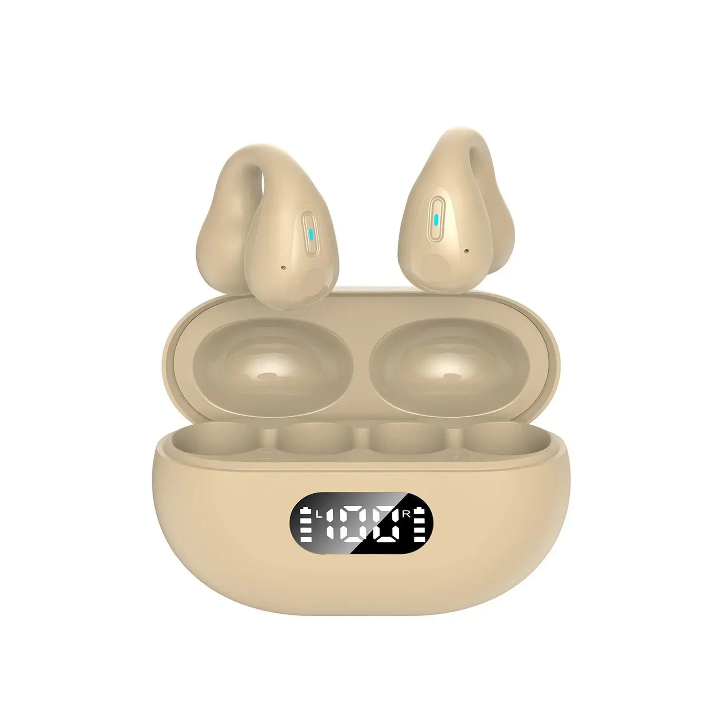 New Wireless Headphones Bluetooth 5.3 Bone Conduction Earphones Earclip Design Touch Control Led Earbuds Sports Headsets
