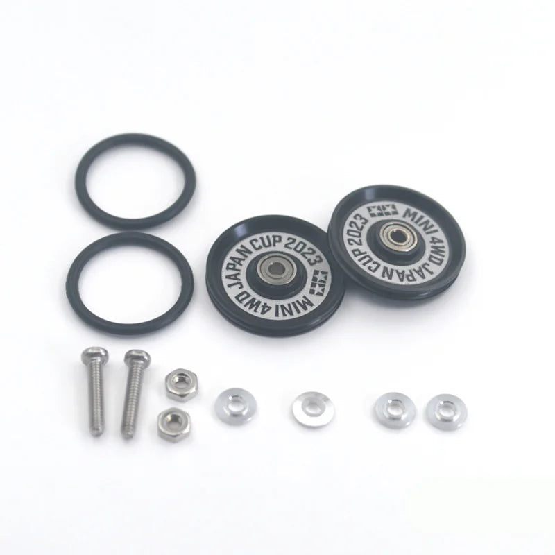 2pcs 15418 13-12mm Aluminum Alloy Guide Rollers 15461/15426 2023Jcup 95160 19mm Roller With Rubber Ring Tamiya Mini 4WD Homemade