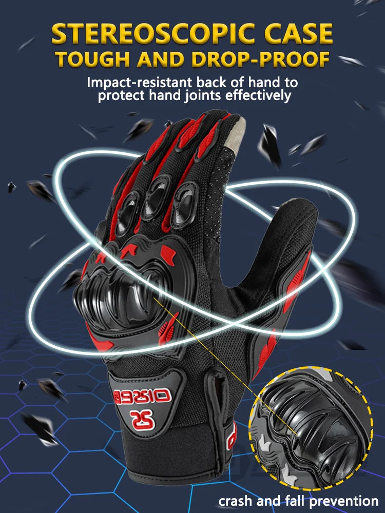 Ummer Breathable Full Finger Motorcycle Gloves Non-slip Wear-resistant Motocross Racing Gloves Touch Screen Moto Biker Gloves