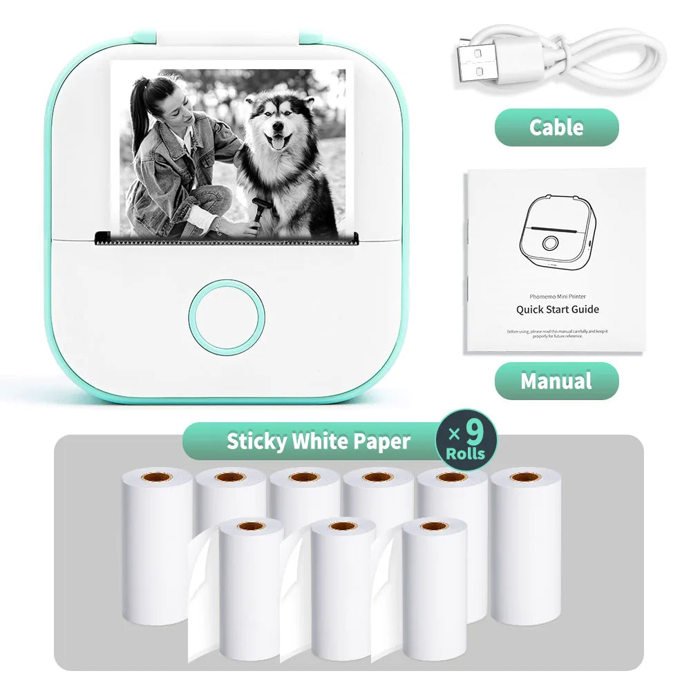 Mini Sticker Printer Phomemo T02 Thermal Portable Inkless Pocket Phone Printer Compatible with Android iOS Instantly Print Fun