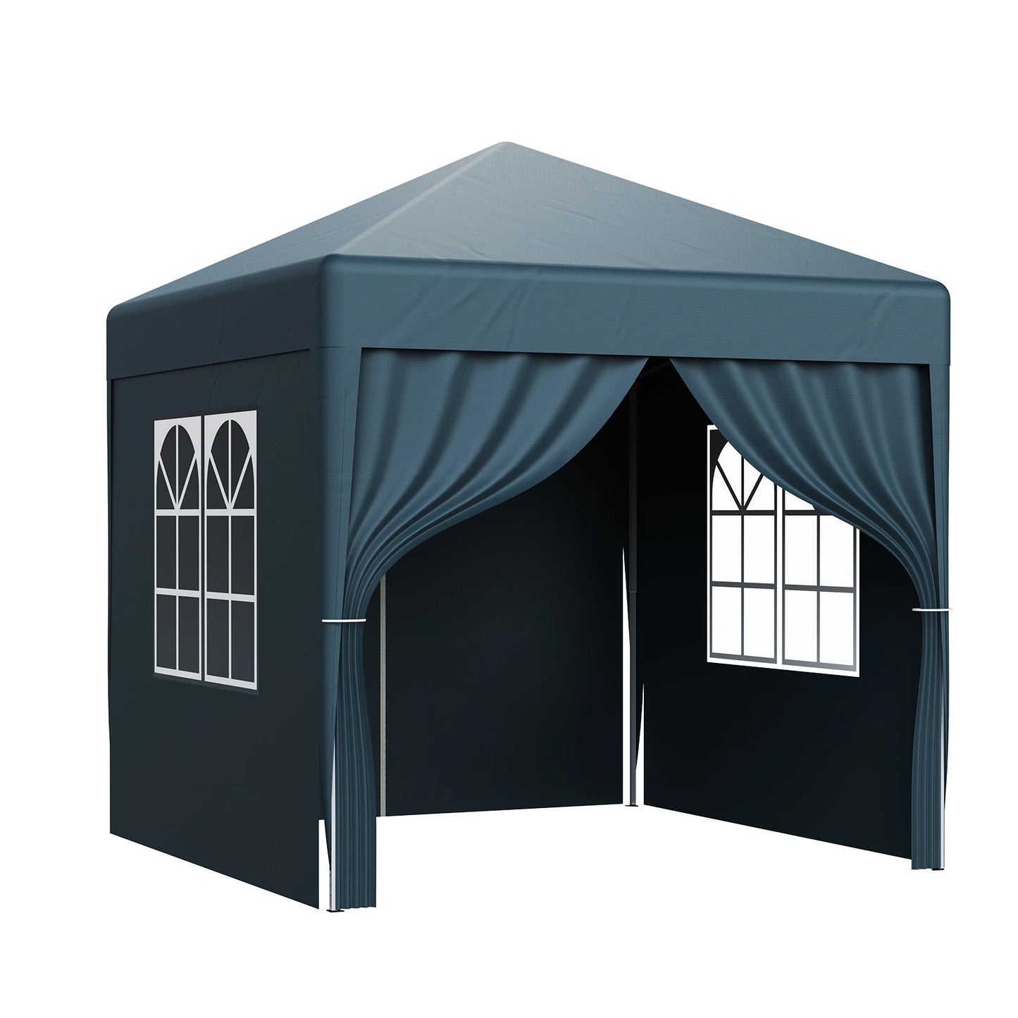 LOEFME 2x2M Pop Up Gazebo Waterproof Windproof Portable Outdoor Canopy Sun Shelter Removable 4 Sides Cloths Garden Camping Tent