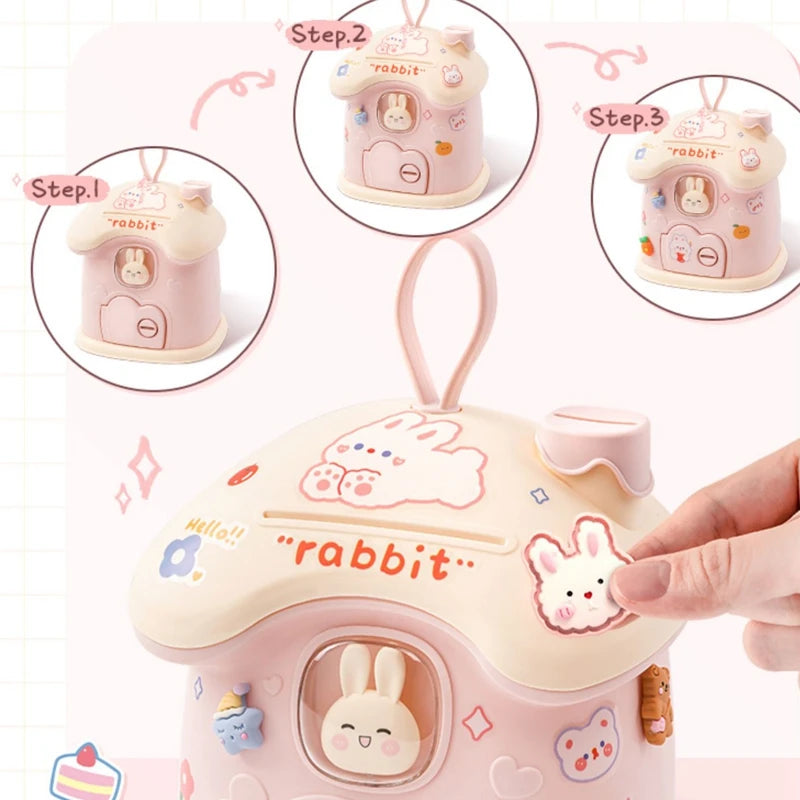 Kids Creative DIY Money Banking Toys Piggy Bank Money Saving Pot Coin Banks Coin Box With Lock Key Christmas Gift Toy For Girl