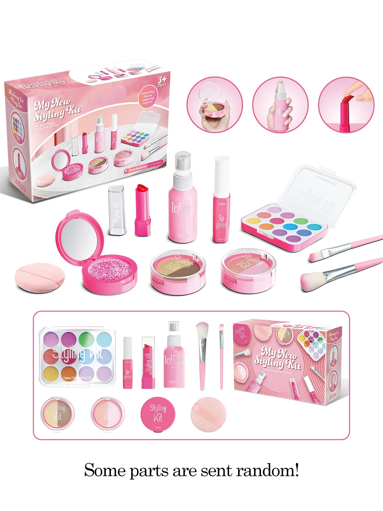 Play Makeup Toys, Simulated Cosmetics Fake Makeup Set Lipstick Powder Blusher Not Real Makeup for Girl Gifts