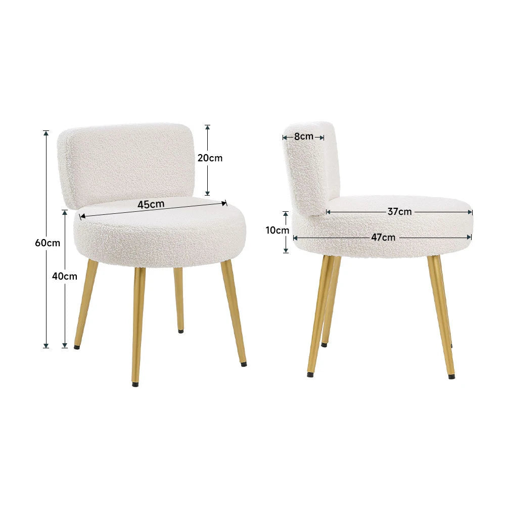 Voltsify Cream Faux Fur Vanity Stool Chair with Metal Legs for Apartments Guest Rooms Home Offices