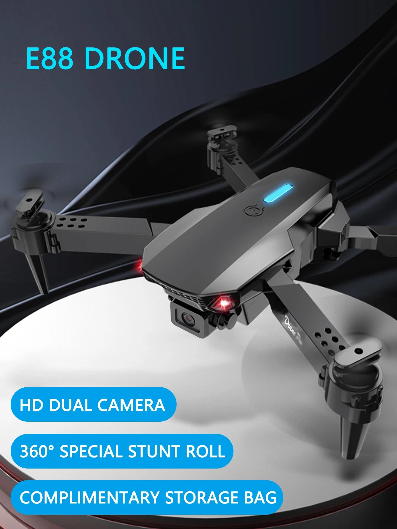Professional Drone E88 4k wide-angle HD camera WiFi fpv height Hold Foldable RC quadrotor helicopter Camera-free children's toys