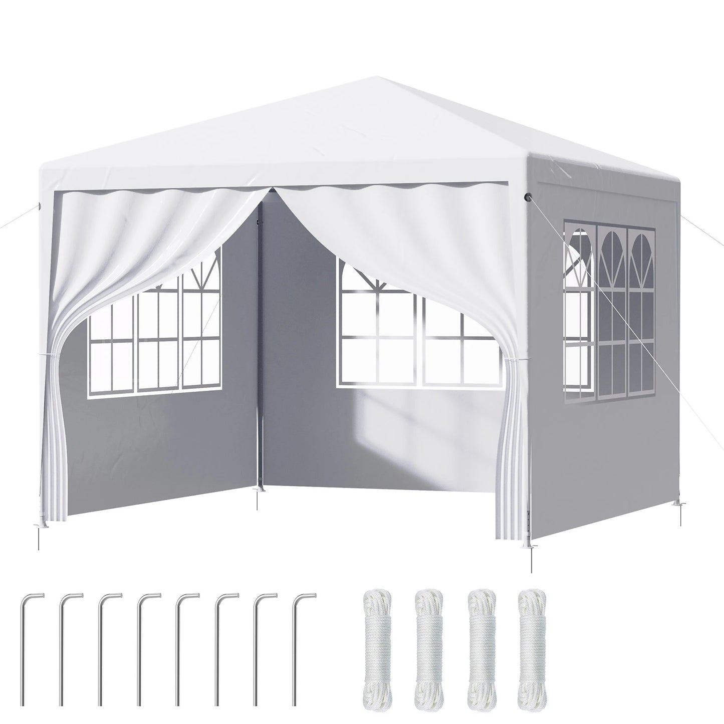 LOEFME 3x4M 3x3M Gazebo Canopy Tent Waterproof Windproof UV Sun Shelter with Removable 4 Sidewalls Outdoor Garden Camping Awning