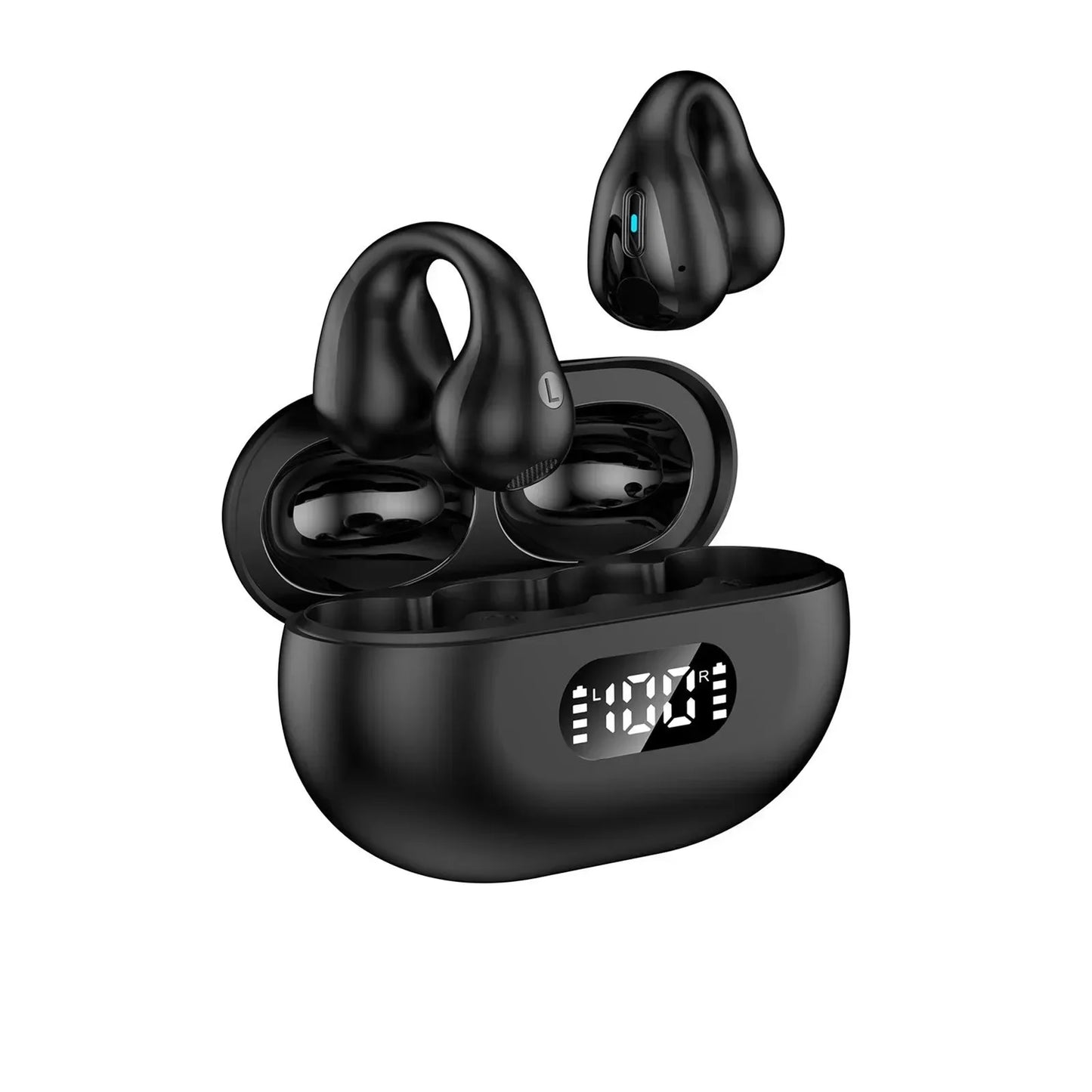 New Wireless Headphones Bluetooth 5.3 Bone Conduction Earphones Earclip Design Touch Control Led Earbuds Sports Headsets