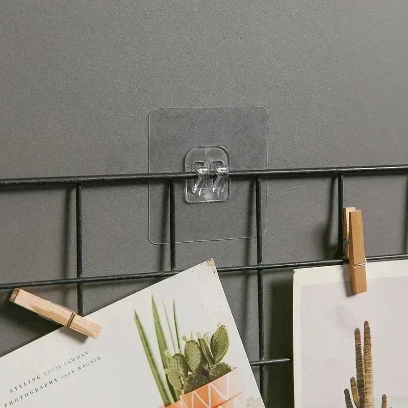 50-10Pcs Transparent Self-Adhesive Hooks Home Organization Storage Hook Waterproof Traceless Hanging Hook Kitchen Bathroom Hooks
