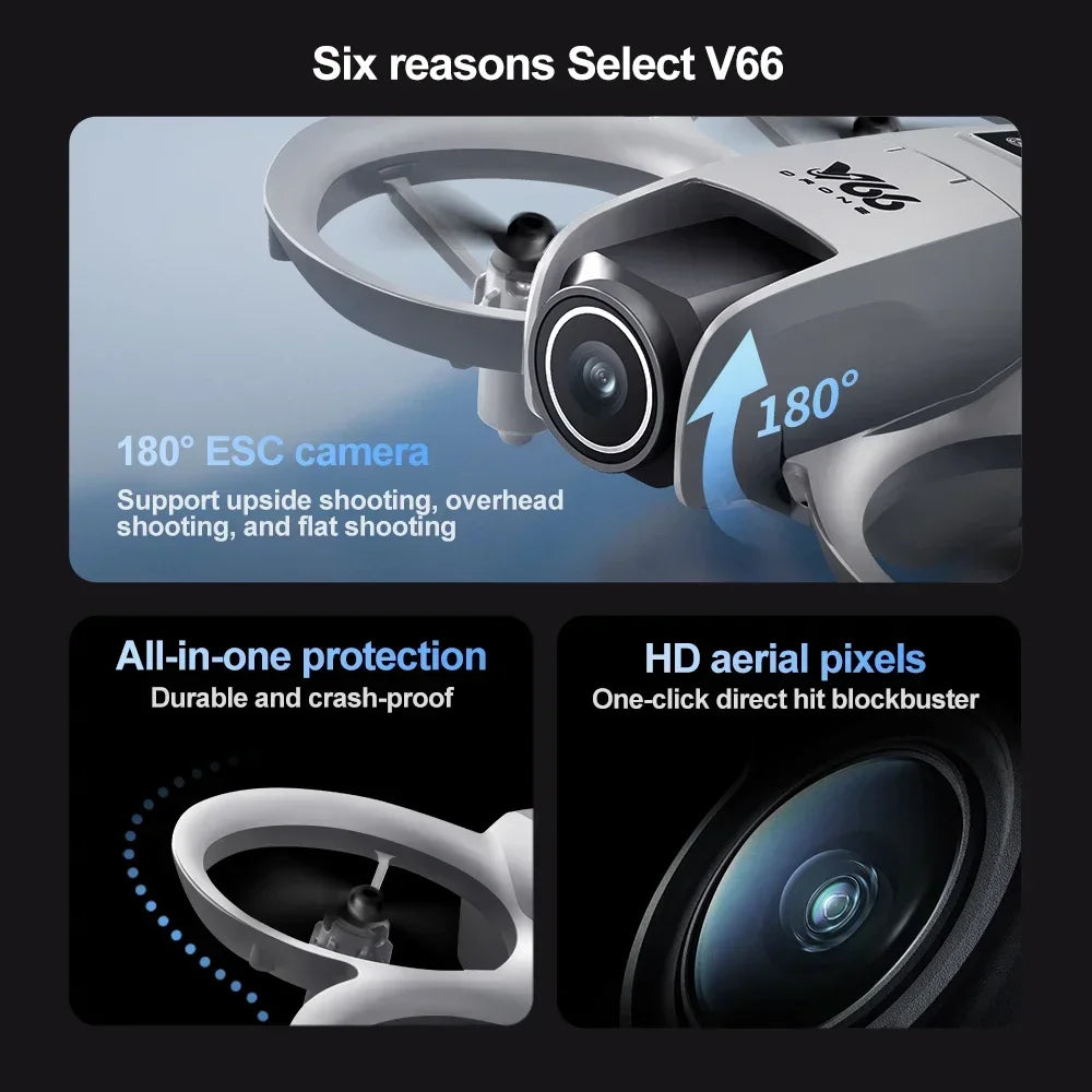 Lenovo V66 Mini Drone | 4K HD Camera, WiFi FPV, Obstacle Avoidance, Pocket-Sized RC Helicopter & Quadcopter