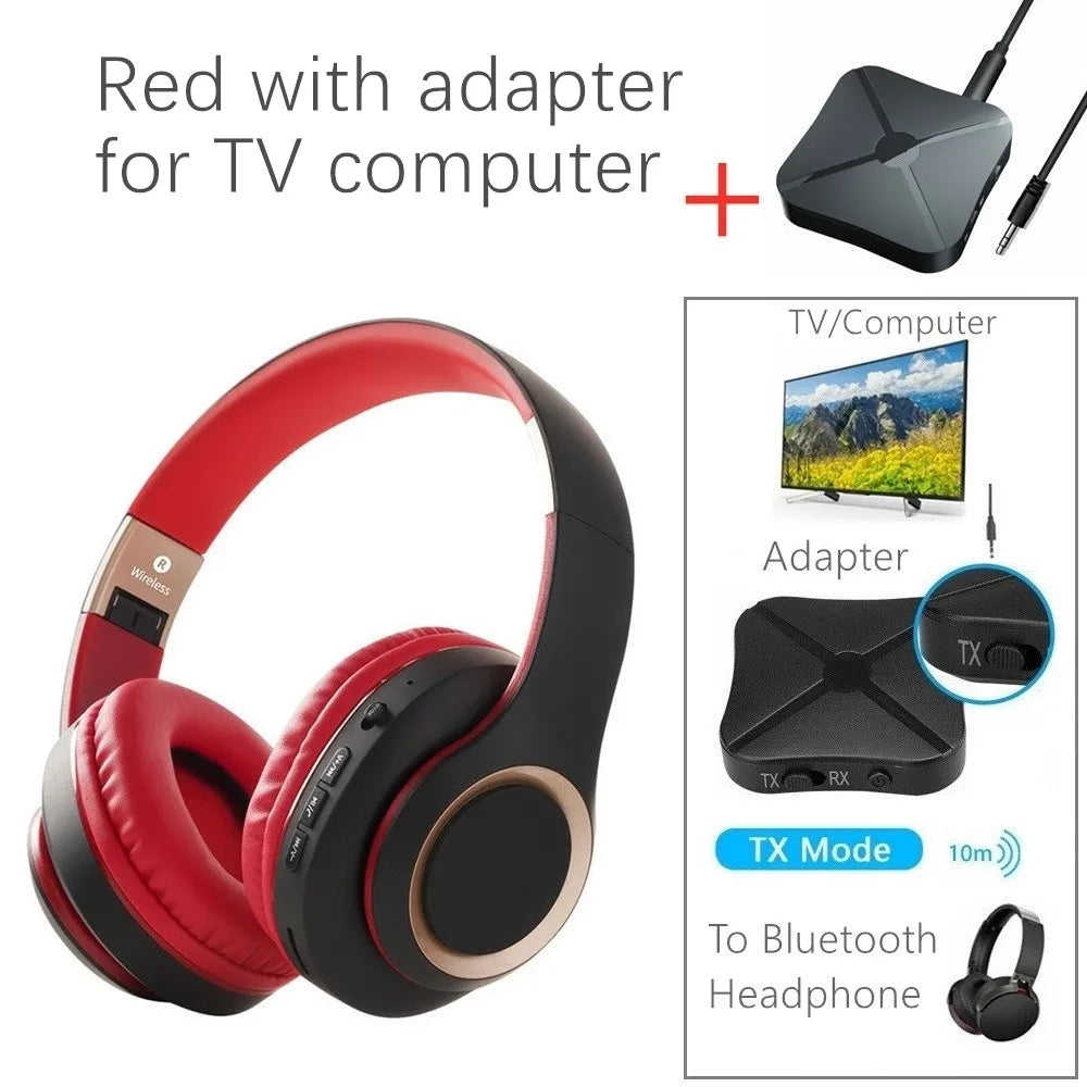Shoumi 15 Hours Play Wireless Headset Bluetooth Television Headphone with Mic,Bluetooth Adapter Built-in Battery,for TV Computer