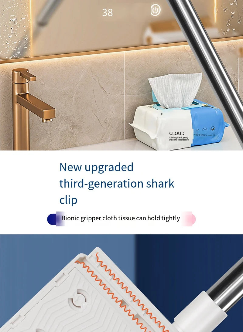 Reusable Dust Mop for Floor Cleaning Automatic Clamping Mop Clamp 100cm Wiper Floor Household Cleaning Cloths for Dust Removal