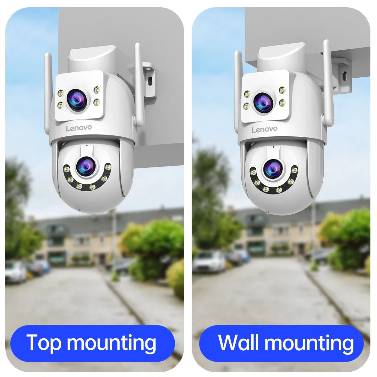 Lenovo 4MP HD Wifi PTZ Camera Outdoor Dual Lens Dual Screen Auto Tracking Security IP Camera CCTV Audio Video Surveillance