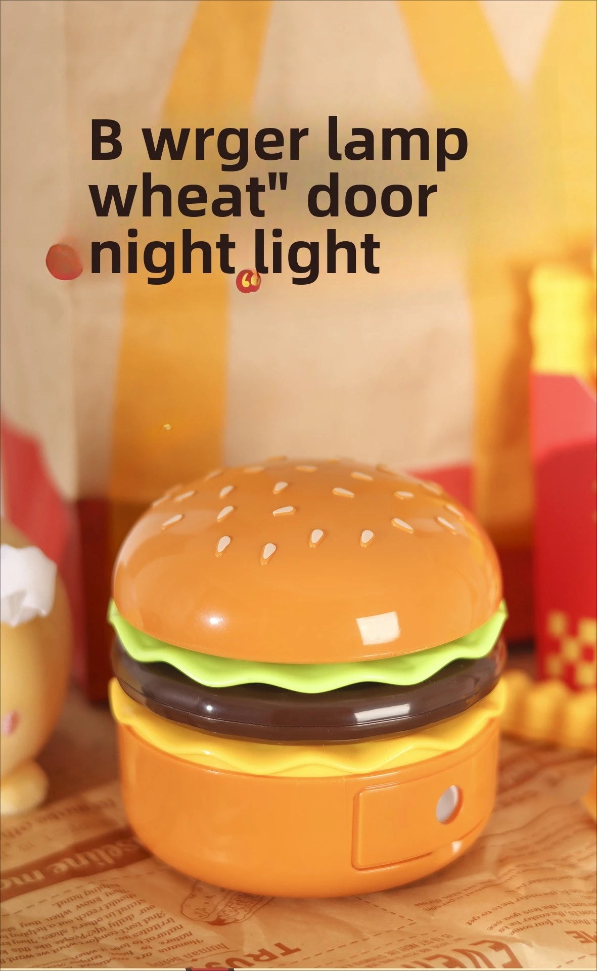 Original Practical Reading Burger Night Light LED Charging Bedside Sleep Light Learning Pencil Sharpener Can Be Stored Desk Lamp