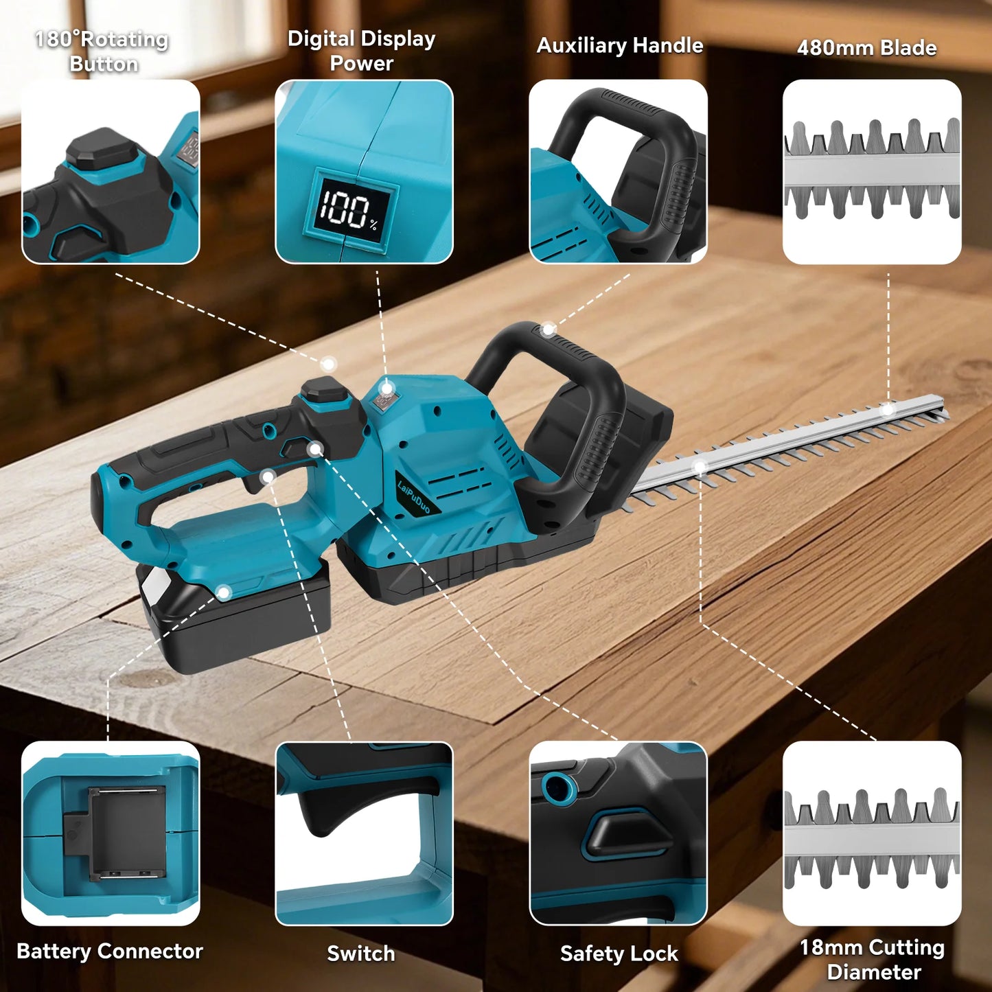Brushless Electric Hedge Trimmer 3000RPM Cordless Portable Bush Trimmer Lawn Mower Garden Yard Tools For Makita 18V Battery Pin