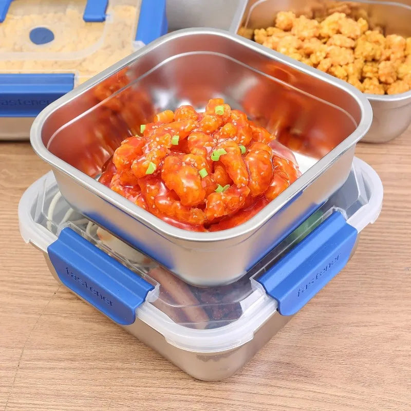 316 Stainless Steel Large Capacity Food Container - Sealed Anti-Drip Lunch Box for Camping Picnic, Fruit & Salad Storage