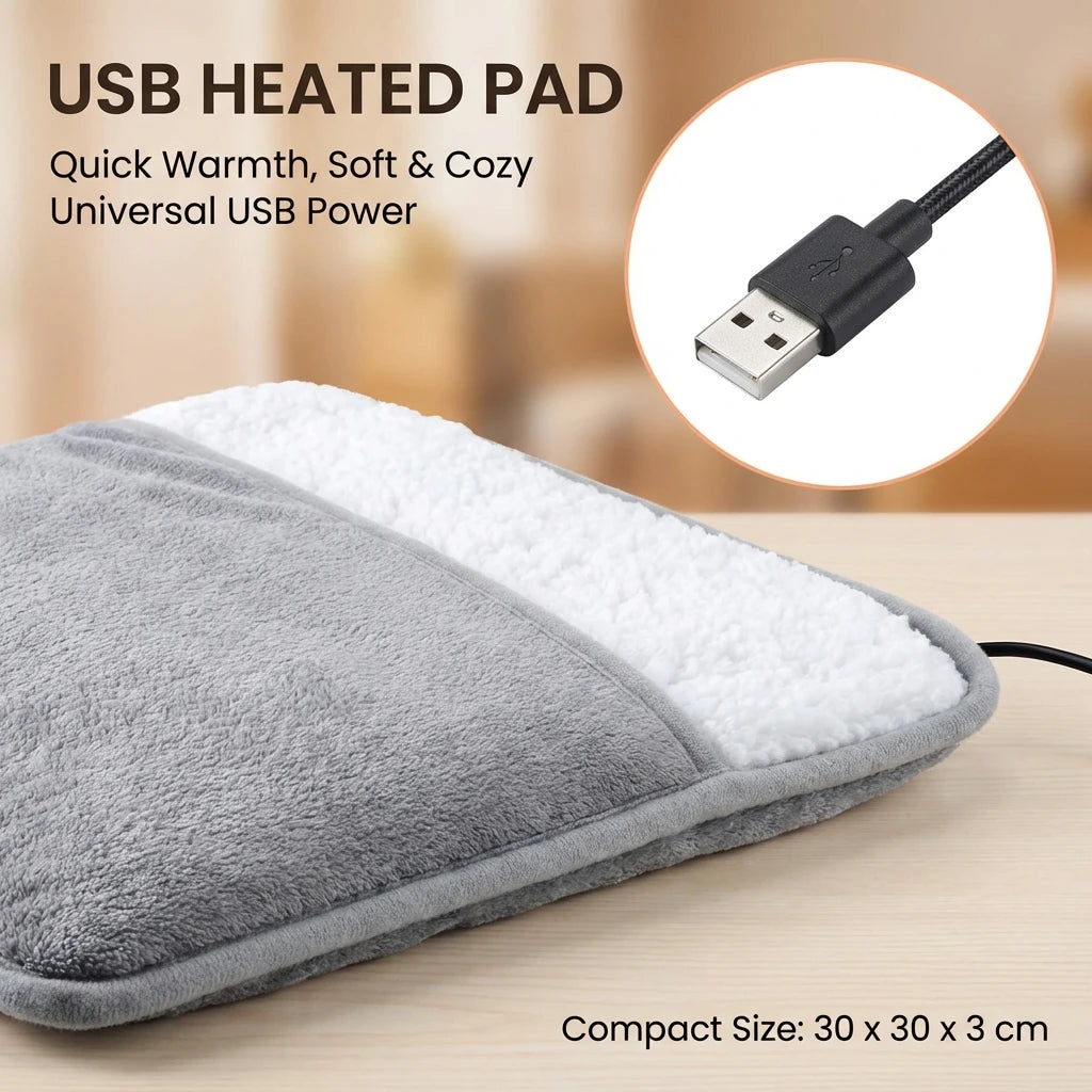 Winter Electric Foot Heating Pad Soft Plush USB Charging Washable Foot Warmer Household Mat for Improved Sleeping