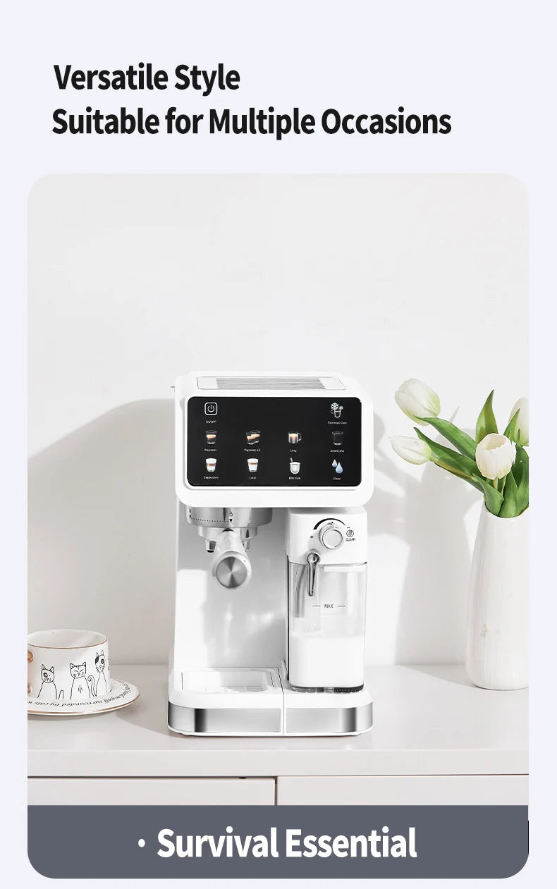 Multifunctional fancy coffee machine,Automatic milk frothing and cleaning functions,Cold/Hot Extraction ,Intelligent color scree