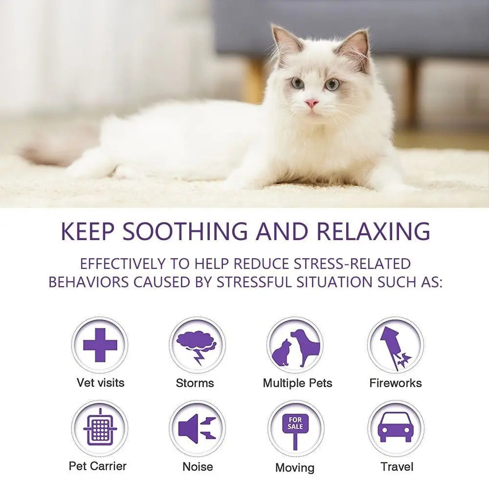 38cm/63.5cm Pet Calming Collar Necklace Anxiety Stress Reduction Pacify Soothing Adjustable Waterproof TPR Cats Dogs Supplies